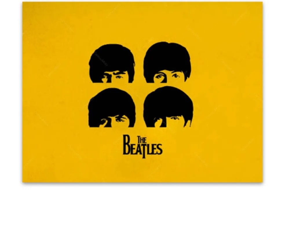 Placa Decorativa Amarela The Beatles Grande em Metal - 40x30 cm