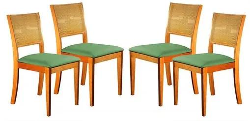 Kit 4 Cadeiras de Jantar Estofada Verde em Veludo Arsa