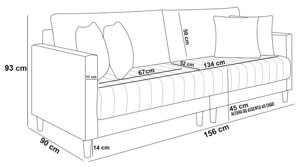 Sofá 2 Lugares Living 156cm Pés Madeira Cléo Bouclê Creme K01 - D'Rossi