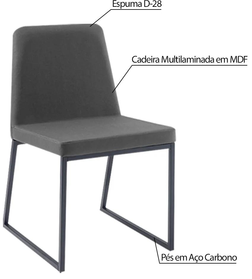 Kit 3 Cadeiras de Jantar Decorativa Base Aço Preto Javé Velosuede Chumbo G17 - Gran Belo