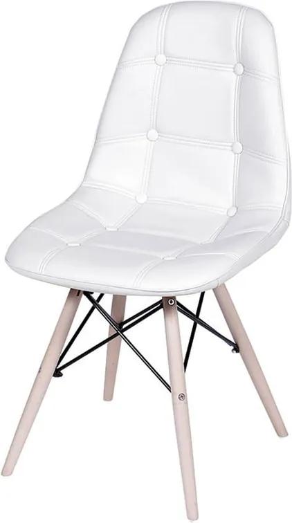 Cadeira Anne em Poliuretano Acolchoado C/ Botonê Branca