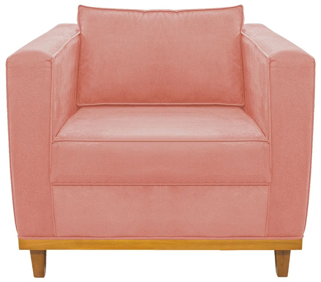 Poltrona Decorativa Europa Suede Coral ADJ Decor