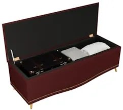 Calçadeira Baú Casal 140cm com Tachas Imperial J02 Veludo Bordô - Mpoz