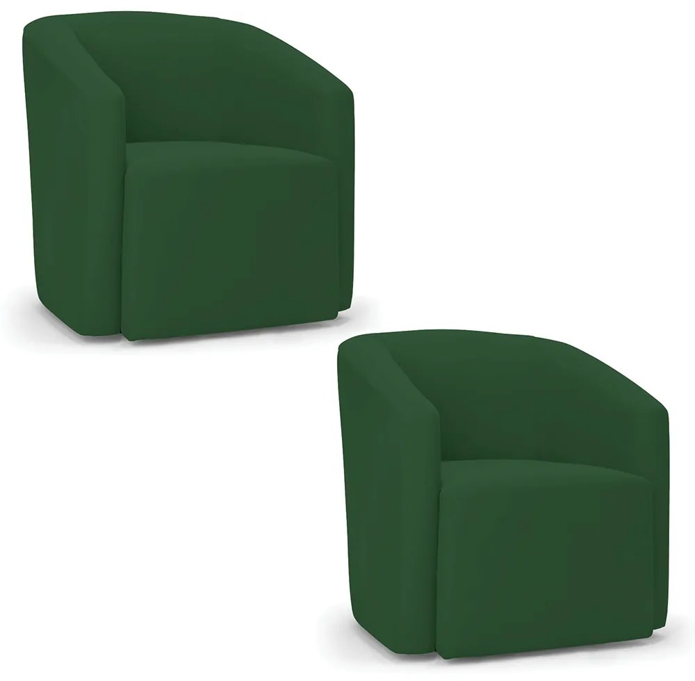 Poltrona Decorativa Orgânica Kit 2 Stella Max Veludo Verde D03 - D'Rossi