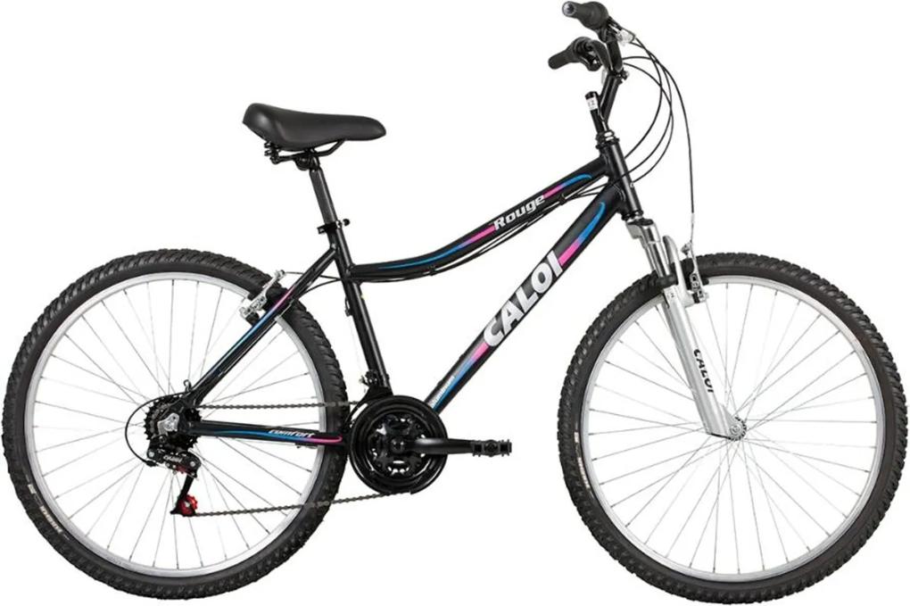 Bicicleta Mobilidade Caloi Rouge Aro 26 - Susp Dianteira - Quadro Alumínio - 21 Velocidades - Preto