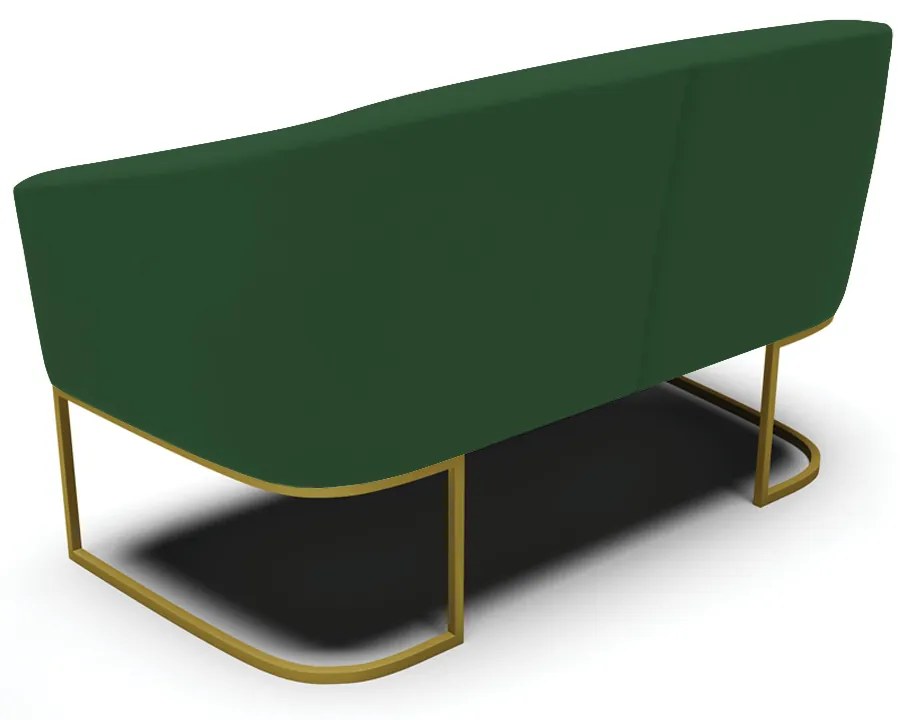 Sofá 2 Lugares Namoradeira Industrial Dourado Stella Veludo D03 - D'Rossi - Verde
