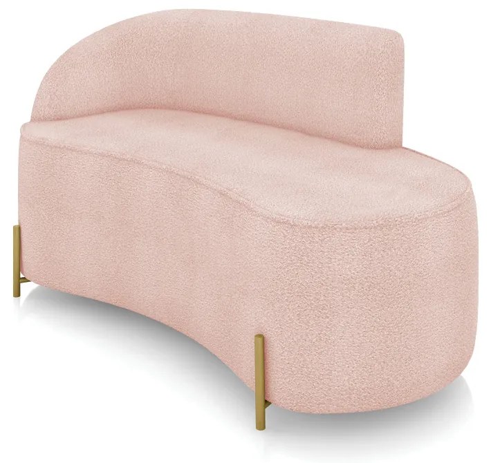 Sofá 2 Lugares Orgânico 140cm Pé Dourado Morgan Bouclê D03 - D'Rossi - Rose