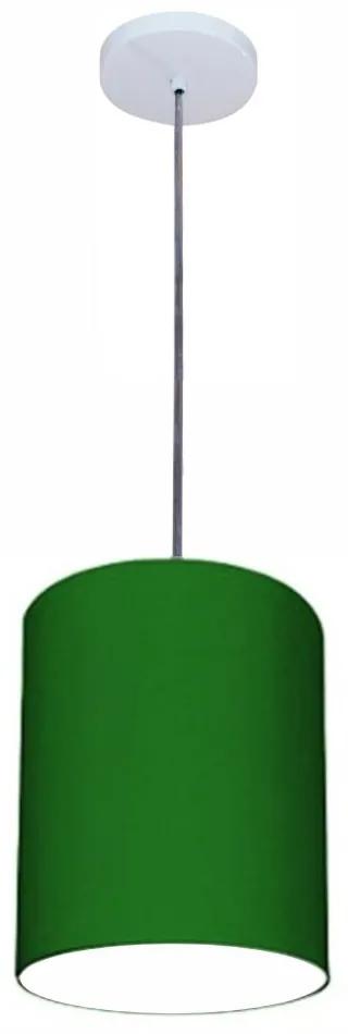 Luminária Pendente Vivare Free Lux Md-4102 Cúpula em Tecido - Verde-Folha - Canopla branca e fio transparente