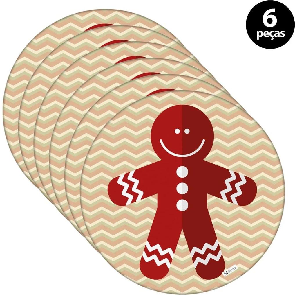 Capa para Sousplat Mdecore Natal Biscoito Bege 6pçs