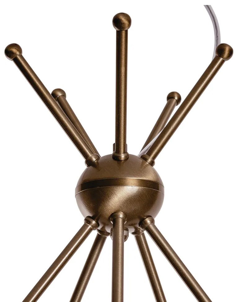 Pendente Palma Ø56X47Cm 5Xg9 / Metal E Globo Ø12Cm | Usina 16735/5 (BT / CB-M - Branco Texturizado / Cobre Metálico, AMBAR)