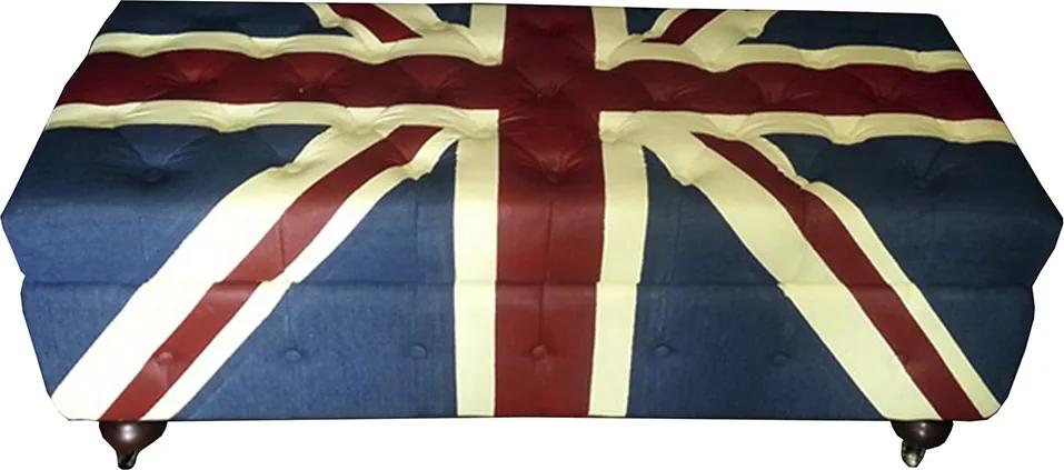 Baú em Madeira Estofado Capitonê Bandeira Inglaterra