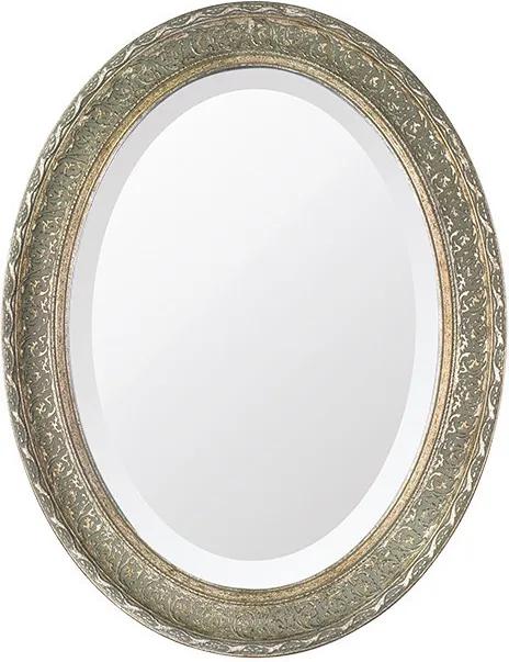 Espelho Oval Bisotê Prata Envelhecido Grande