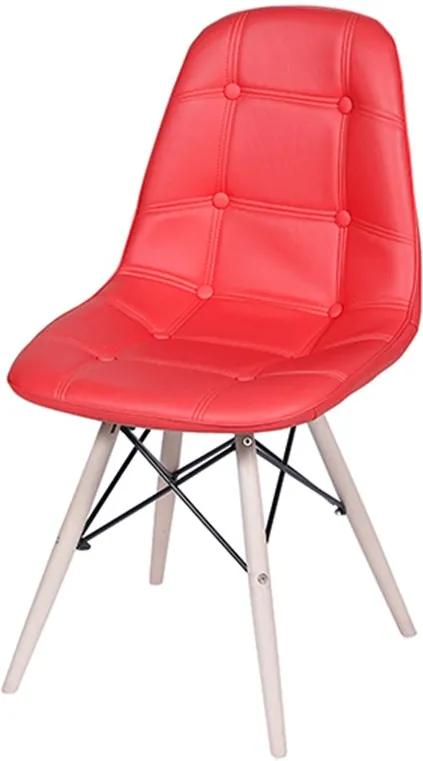 Cadeira Anne em Poliuretano Acolchoado C/ Botonê Vermelha
