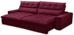 Sofá Retrátil Reclinável 3 Lugares 250cm Damy F05 Veludo Bordô - Mpoze