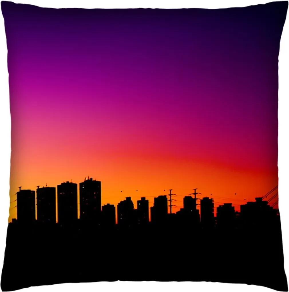 Almofada Colours Creative Photo Decor Skyline - tamanho 45 x 45 cm Roxo