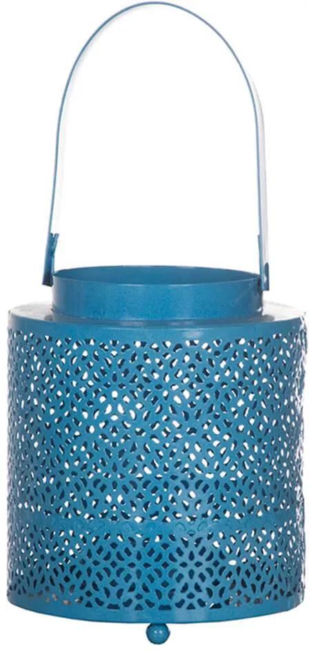 Lanterna Arabesque Azul em Metal - Urban - 15x12,5 cm