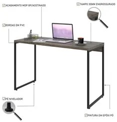 Mesa de Escritório Escrivaninha 120cm Dynamica Industrial C08 Carvalho