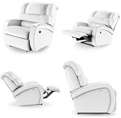 Poltrona do Papai Reclinável Kalie Power Touch Massagem FH9 PU Branco