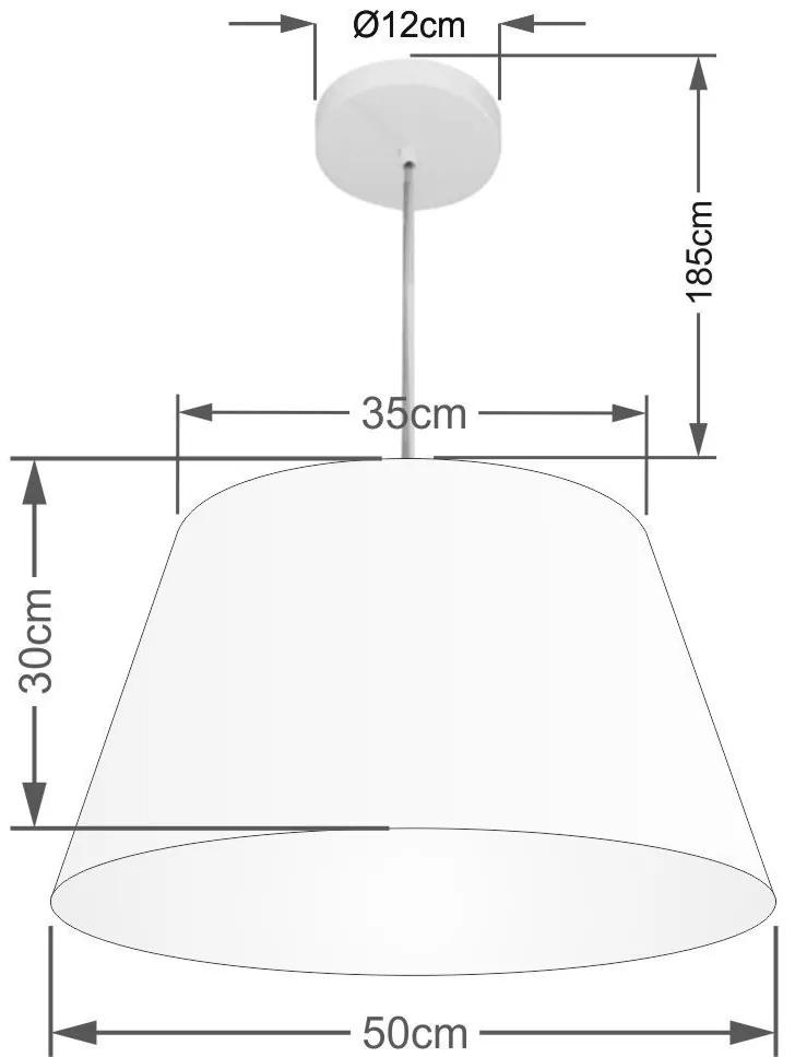 Lustre Pendente Cone Vivare Md-4249 Cúpula em Tecido 30/50x35cm - Bivolt - Rustico-Bege - 110V/220V