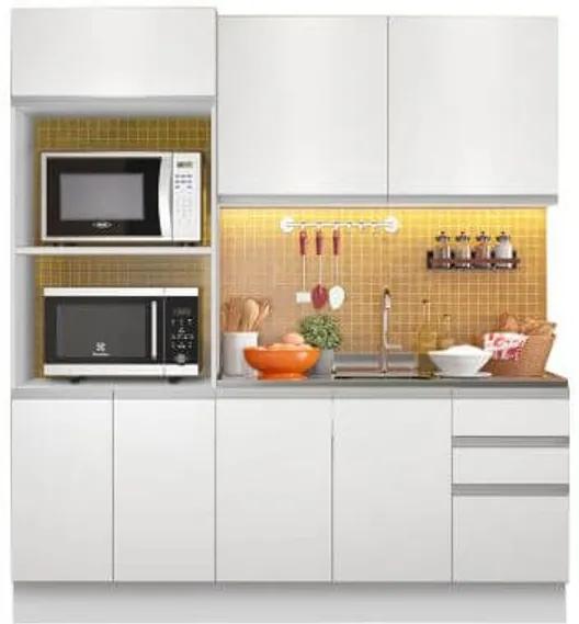 Cozinha Compacta Madesa 100% MDF Acordes Glamy 8 Portas Branco/Rustic