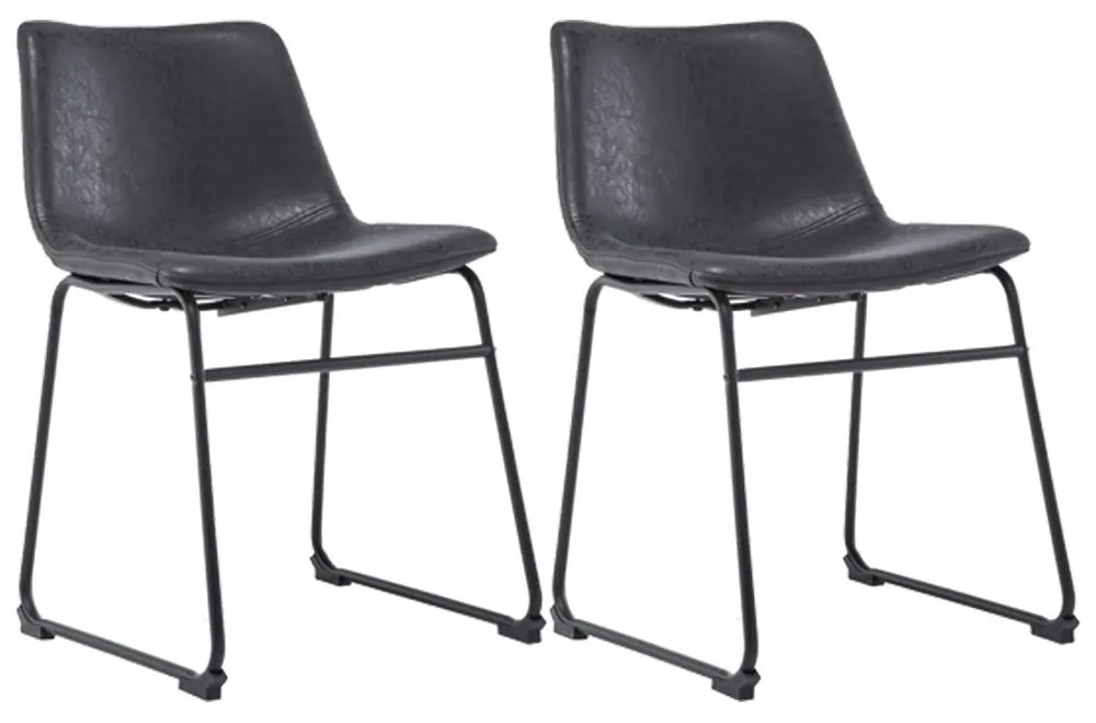 Kit 02 Cadeiras Decorativa Sala de Estar Recepção Fixa Maia PU Preto G56 - Gran Belo