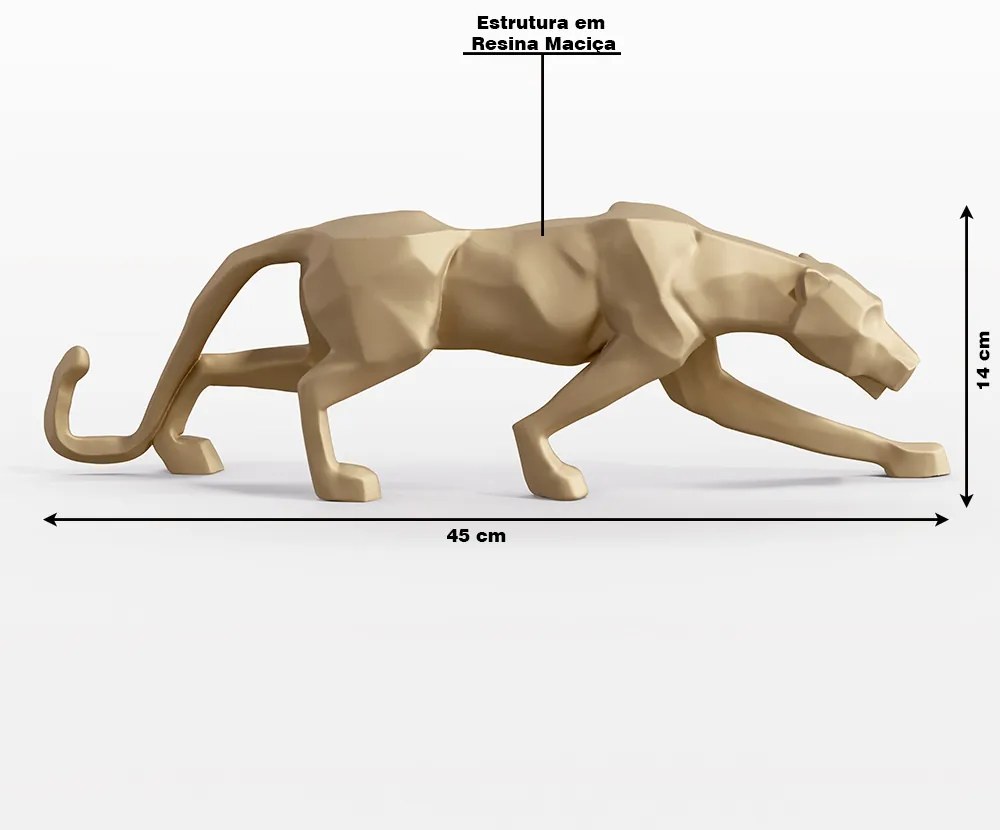 Escultura Decorativa Pantera Caminhando P Dourado Fosco G07 - Gran Belo