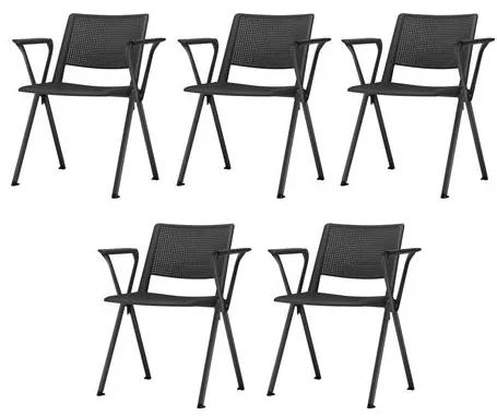 Kit 5 Cadeiras Up com Bracos Base Fixa Preta - 57835 Sun House