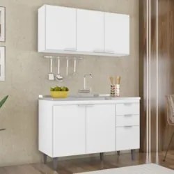 Armário de Cozinha CP01 Com Pia 120cm Pérola Z34 Branco - Mpozenat