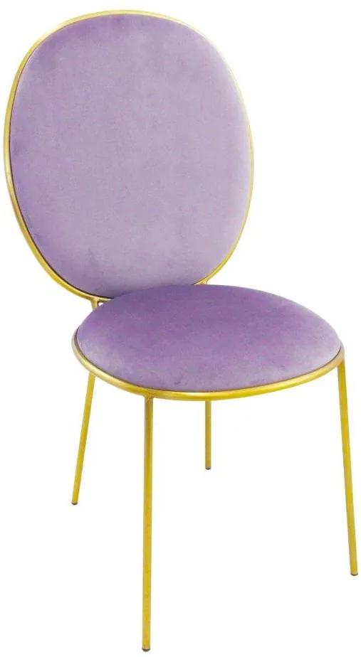 Cadeira Com Estofado em Veludo Rosa - 53x97x61cm