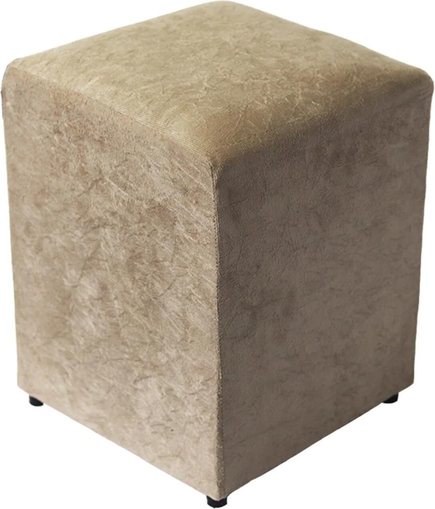 Puff Cubo Quadrado Box Decorativo Suede (34x34x45cm) - Bege