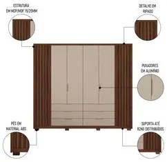 Guarda Roupa Casal 6 Portas Martin C01 Havana/Off White - Mpozenato