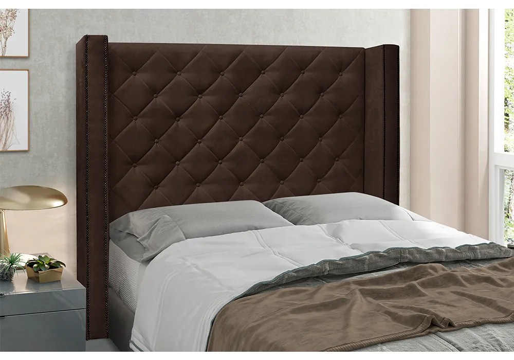 Cabeceira Vicenza Para Cama Box Casal 140 cm Suede Café - D'Rossi