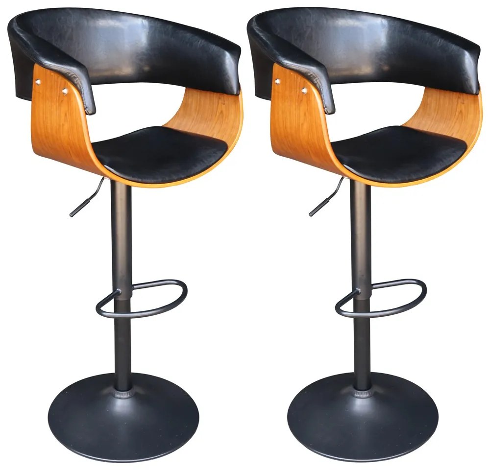 Kit 2 Banquetas para Cozinha Giratória Brenna Base Disco Preto PU Sintético Preto G56 - Gran Belo