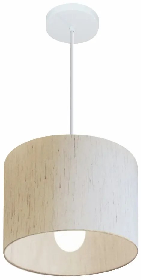 Lustre Pendente Cilíndrico Vivare Md-4113 Cúpula em Tecido 30x25cm - Bivolt
