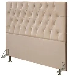 Cabeceira Cama Box Casal King 195cm Diamante Veludo J02 Bege - Mpozena