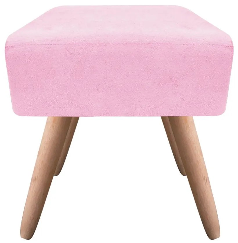 Puff Banqueta Decorativo Pé Palito Natural Ibiza Suede Rosa Bebê D03 - D'Rossi