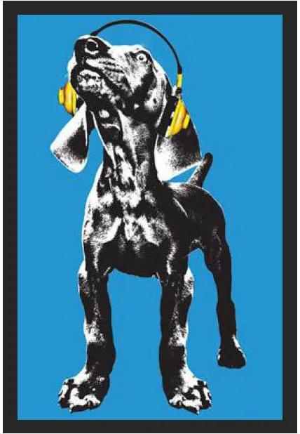 Poster Com Moldura Quadro Decorativo Pet Dog Com Fone De Ouvido 60x90cm