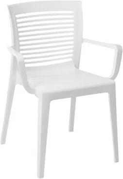 Cadeira Victória encosto vazado horizontal com braços branca Tramontina 92042010