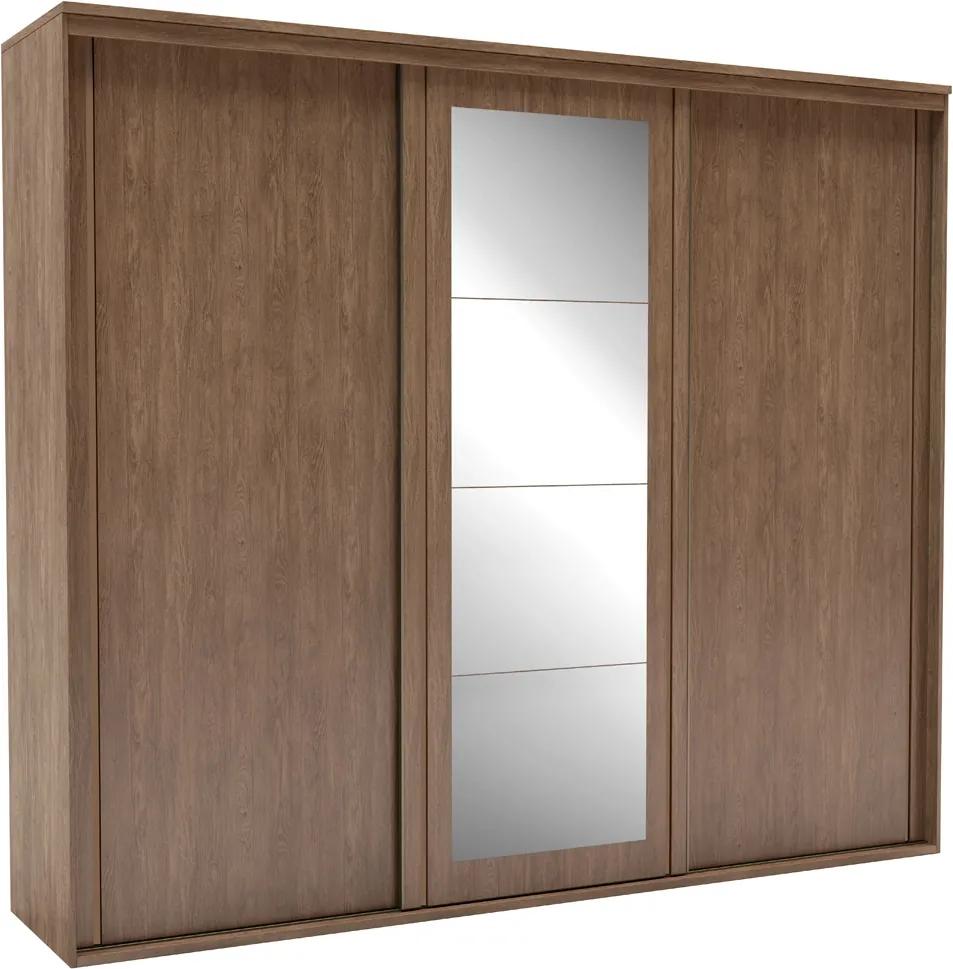 Guarda-Roupa de Casal Inovatto 3 Portas Com Espelho 267 cm Ébano - Belmax