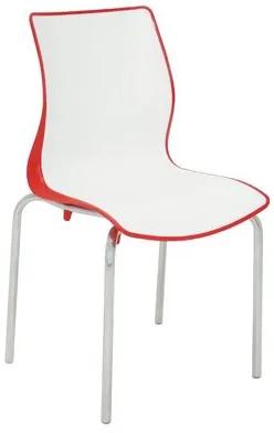 Cadeira Tramontina Maja em Polipropileno Vermelho e Branco com Pernas de Alumínio Polido