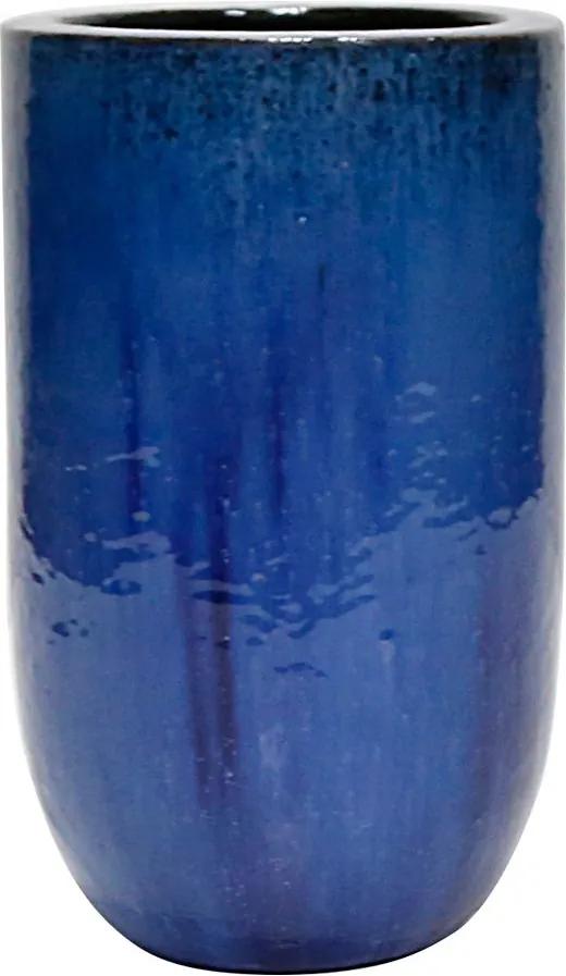 Vaso Vietnamita Cerâmica Importado U Planter Azul D26cm x A41cm