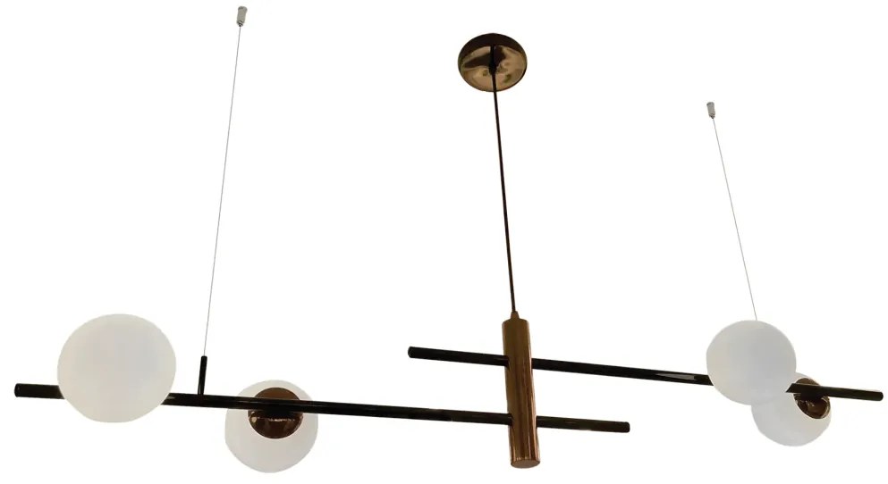 Pendente Versus 23,6X21,9X121,4Cm 4Xg9 Globo Ø10Cm - Usina 25130/4 (OL-F - Verde Oliva Fosco, AMBAR)