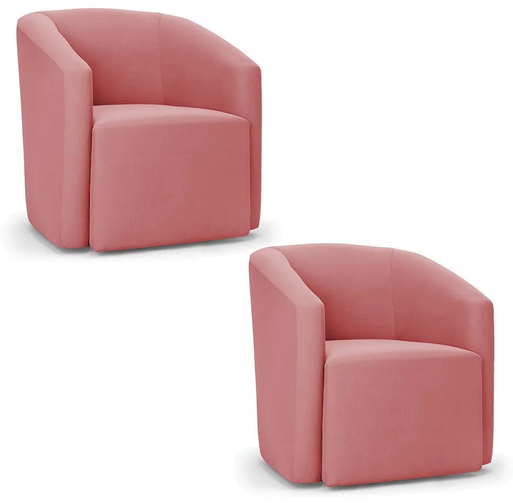 Poltrona Decorativa Orgânica Kit 2 Stella Max Suede D03 - D'Rossi - Rose