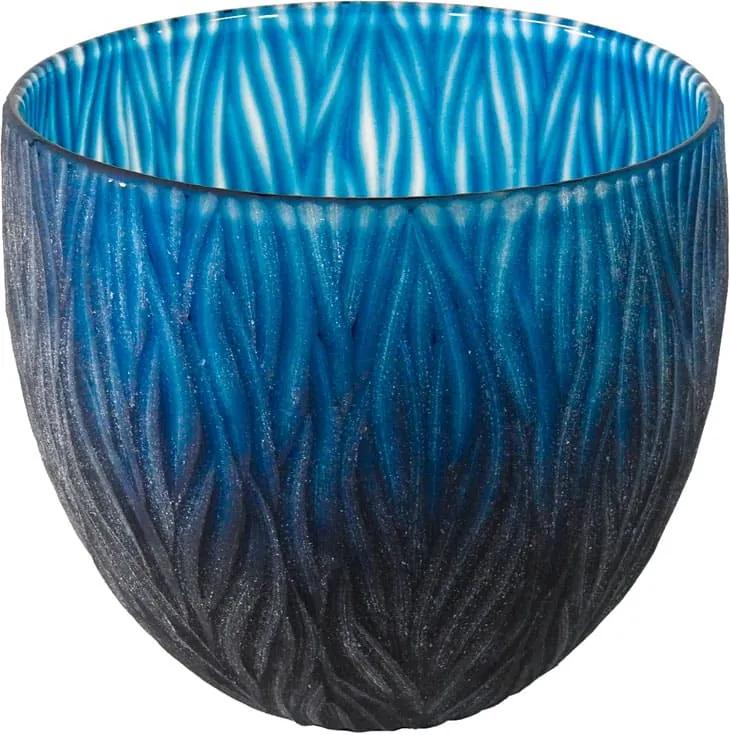 Vaso Decorativo em Vidro na Cor Azul - 20x22cm