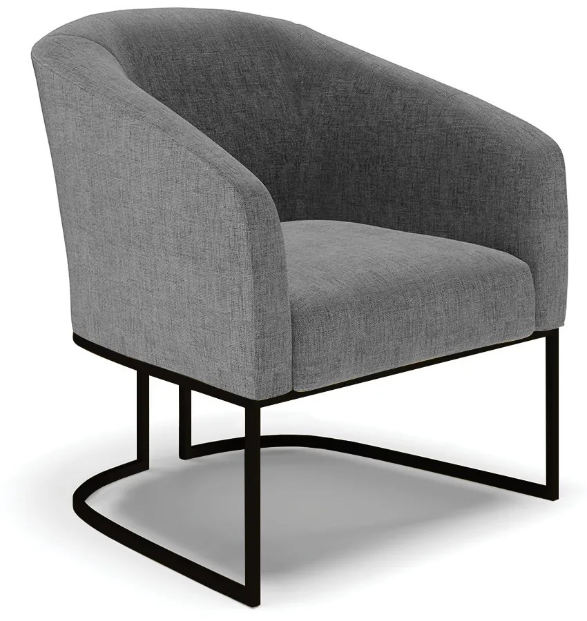 Poltrona Decorativa Industrial Preto Stella Linho D03 - D'Rossi - A26 Grafite