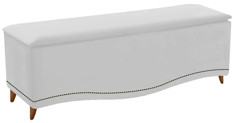 Calçadeira Estofada Yasmim 90 cm Solteiro Suede Branco - ADJ Decor