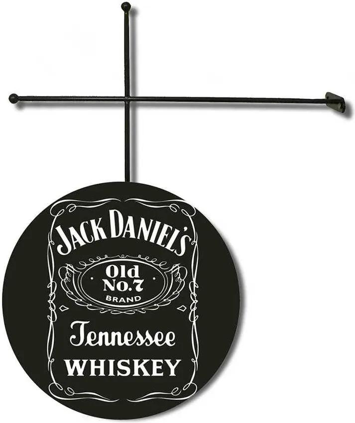 Placa Jack Daniels Preto em Poliestireno com Suporte em Metal 30x30 cm