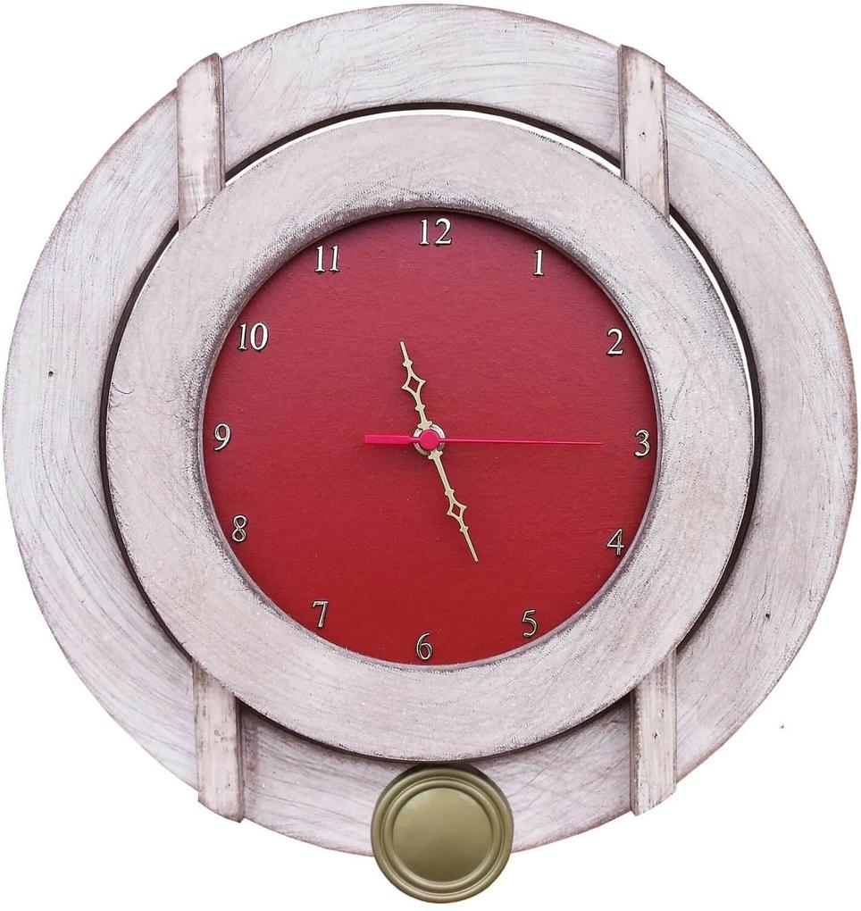 Relógio De Parede Redondo Com Pêndulo 40x40cm