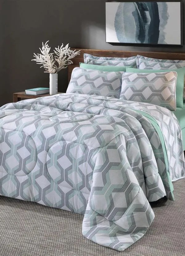 Edredom Casal Estampado Vivaldi Cinza