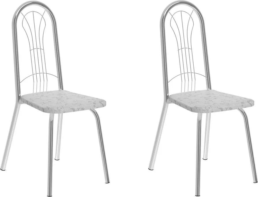 Cadeiras para Cozinha Kit 2 Cadeiras 182 Fantasia Branco/Cromado - Carraro Móveis